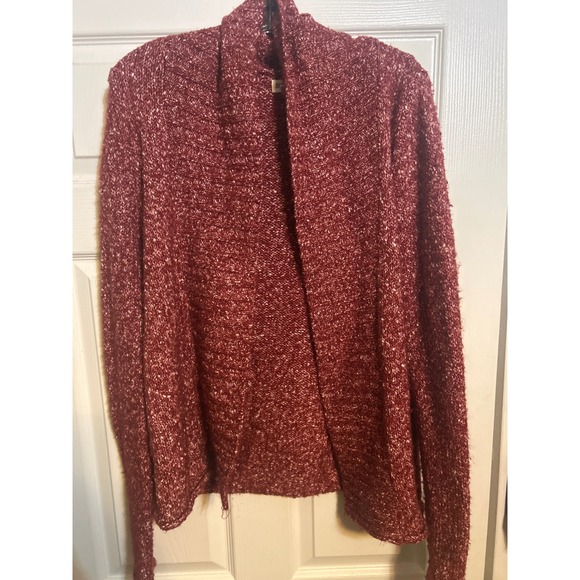 St. John's Bay Sweaters - St Johns Bay Women's Red Speckled Knit Open Front Cardigan Sweater Size M